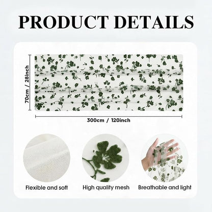 Artoid Mode Sage Green Gauze Flocking Flowers Table Runner 10FT, Spring Sheer - Image 7