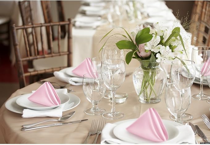 P Pothuiny 12 Pcs Pink Satin Napkins 17 x 17 Inch, Satin Cloth Napkins | Square - Image 7