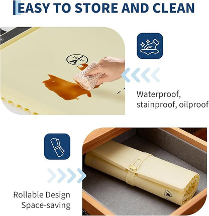 Garvee Electric Food Warming Mat for Countertop, 24x15 in, Dual Zone Control, Portable Silicone Food Warmer Pad Tray with Timer & 6 Temp Levels for Buffet Party, Easy to Clean, Beige