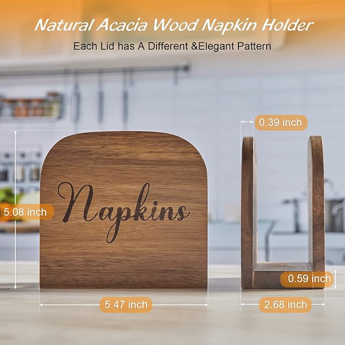 Napkin Holder for Table, ALELION Acacia Wooden Napkin Holders for Kitchen - Image 2