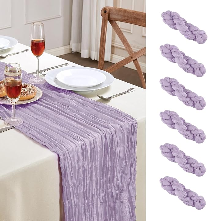AGIRL 6 Pack Purple Cheesecloth Table Runner 10FT Boho Gauze Home Decor | by AGIRL