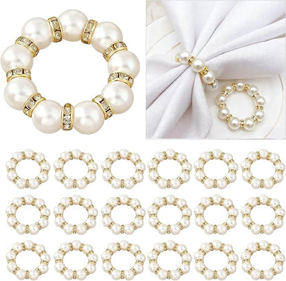 50Pcs Pearl Napkin Rings, Imitation Pearl Ring Napkin Wedding Beaded White | by Unknown