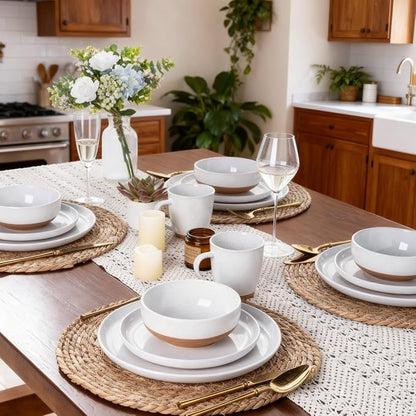 AmorArc Dinnerware Sets for 8, 32 Pieces Ceramic Plates and Bowls Set | Scratch - Image 9