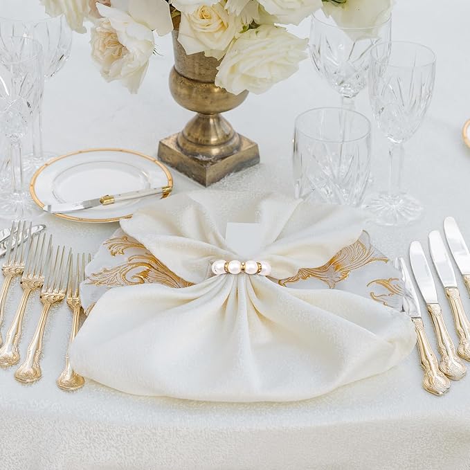 120 Pcs Pearl Napkin Rings Imitation Pearl Beaded Napkin Rings Holder Gold - Image 7
