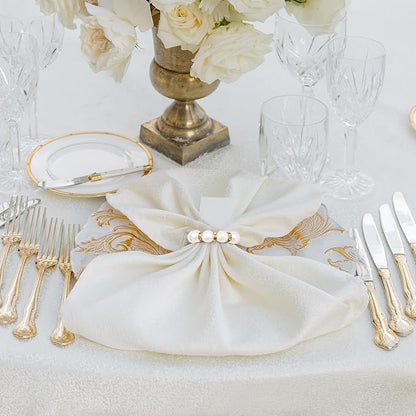 120 Pcs Pearl Napkin Rings Imitation Pearl Beaded Napkin Rings Holder Gold - Image 7