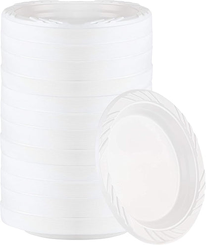 400 Count Disposable 6 Inch White Plastic Dessert Plates by PLASTICPRO
