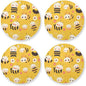 Bees on Yellow 4 Pcs Aesthetic Coasters Cork Tripod, Thermal Pad by KLL
