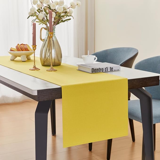 YATOJUZI Yellow Table Runner Seasonal Spring Summer Kitchen Dining Coffee Table - Image 5