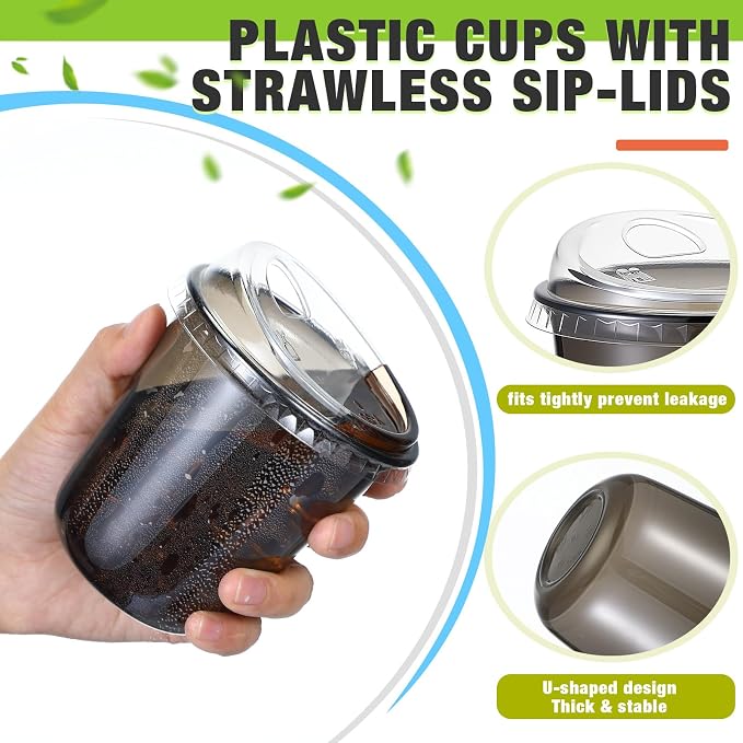 Ziliny 50 Sets Clear Plastic Coffee Cups - Image 4