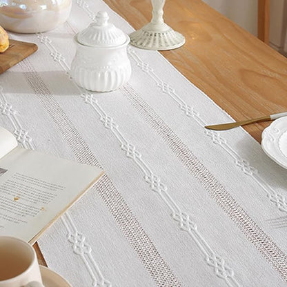 Table Runner, Boho Table Runner Cotton Linen Table Decorations, Farmhouse Table - Image 4