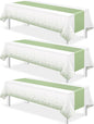 3Pcs White and Sage Green Tablecloth Decorations, Plastic White Table Cloth by MASHAN