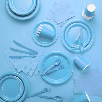 Disposable Paper Plates Blue, 7 Inch Paper Dessert Plates, Strong and Sturdy Disposable Plate for Party, Dinner, Holiday, Picnic, or Travel Party Plate, Pack of 50