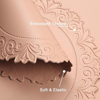 Noctiflorous Round Faux Leather 15 Inch Placemats Set of 6 Waterproof Wipeable Heat Resistant Tablemat for Dining Table Kitchen Non Slip Oilproof Table Place Mat for Indoor Outdoor(Pink, 6)