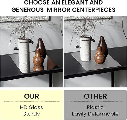 Mirror Centerpieces for Tables, 12" Square, Set of Glass Mirror Table Centerpieces with Non-Slip Foot, Candle Plate for Wedding Decorations, Parties, Christmas, 2mm Thick