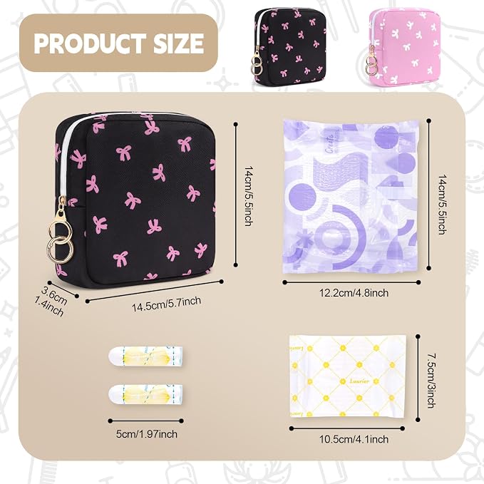 Period Bag for Teen Girls, Canvas Sanitary Napkin Storage Bag - Image 2