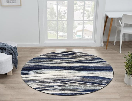 Keen Home Design Area Rugs - 10ft Round Non-Shedding, Abstract Rugs for Kitchen, Living Room, Bedroom, Dining Room, Entryway - Size: 10' Square, Multi