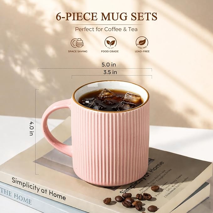 GBhome Ceramic Coffee Mugs Set of 6, 12oz Coffee Cups - Image 2