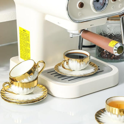 LETAOTAO Espresso Cups and Saucers, 2.5 oz Porcelain Espresso Cups Set of 6 | - Image 6