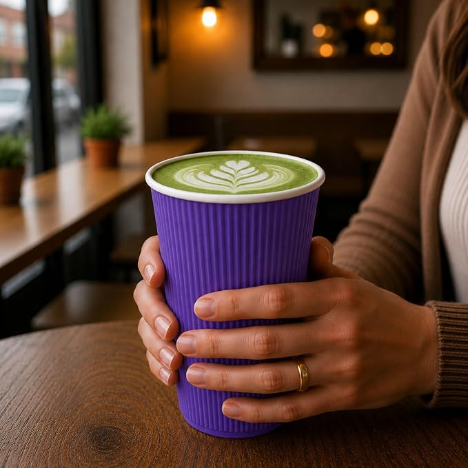 Restaurantware 16 Ounce Ripple Wall Disposable Coffee Cups, 500 Insulated Royal - Image 5