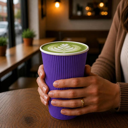 Restaurantware 16 Ounce Ripple Wall Disposable Coffee Cups, 500 Insulated Royal - Image 5