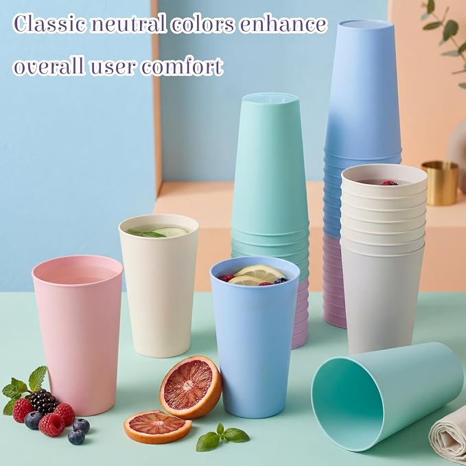 Yungyan 50 Pcs Unbreakable Plastic Cups 16oz Thickened Reusable Plastic Cup - Image 6