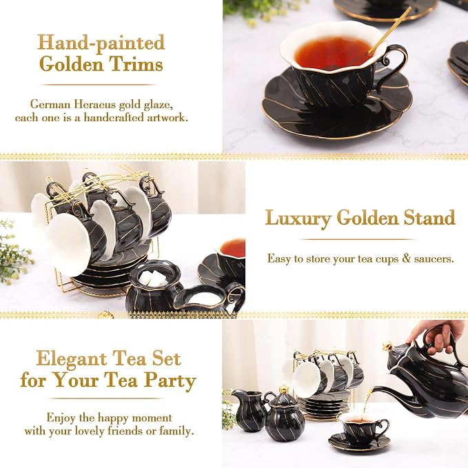 DUJUST 22 pcs Porcelain Tea Set - Image 4