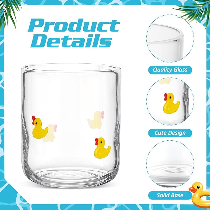 SiliFine 2 Pcs Duck Icon Juice Glasses, 14oz Yellow Duck Stemless Wine Drinking - Image 4