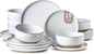 HASENSE Plates and Bowls Sets, 18 Pieces Porcelain Dishes Sets Service for 6, Stoneware Dinnerware Sets with Speckled Pattern, Scratch Resistant Microwave and Dishwasher Safe, Bluish White
