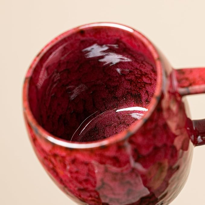 Rustic Red Ceramic Coffee Mug 14oz - Image 7