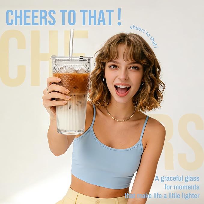 SoulTimes 20oz Wave Ribbed Glass Tumbler - Image 9