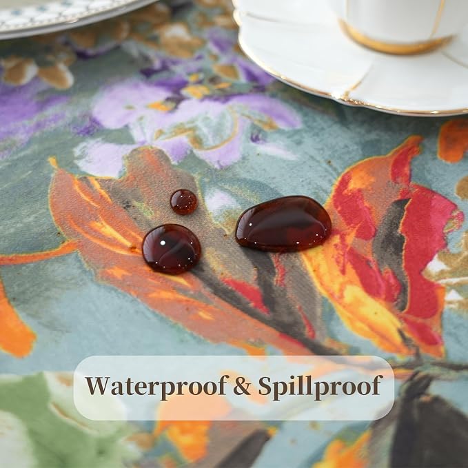 Green Table Runner, Cotton Polyester Printed Floral Waterproof Table Runner - Image 4