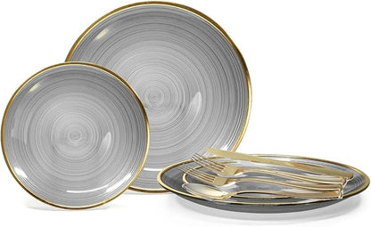 " OCCASIONS " 150 Piece set-Wedding Plastic Plates & cutlery -Disposable by OCCASIONSFINESTPLASTICTABLEWARE