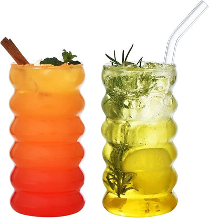 ALINK Ribbed Drinking Glass Cups - Image 8
