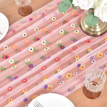 Flower Table Runner Floral Daisy Summer Birthday Party Garden Wedding Decor | - Image 4