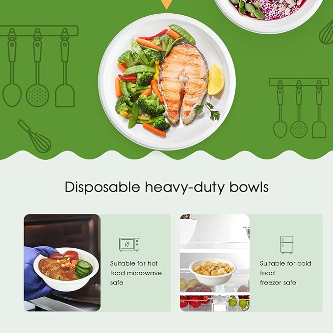 150 Pack 12 oz Compostable Paper Bowls Disposable - Image 4