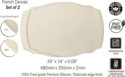 Rommy & Co. Premium Silicone Placemats, Set of 2 (French Canvas)