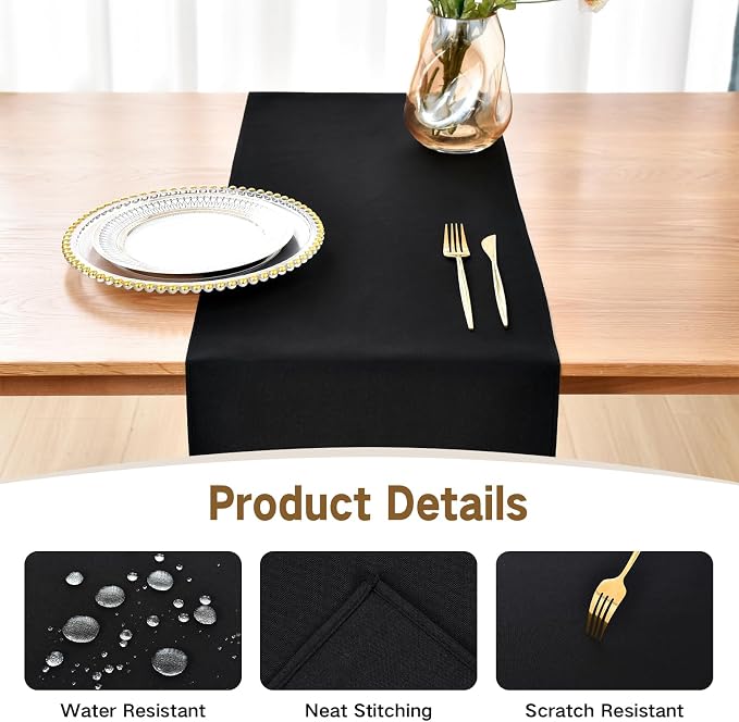 Faux Linen Table Runner Water Resistant 13 x 60 in, Coffee Table Runner - Image 3