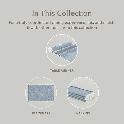 Over&Back 18x108 Woven Frayed Chambray Cotton Table Runner - Image 4