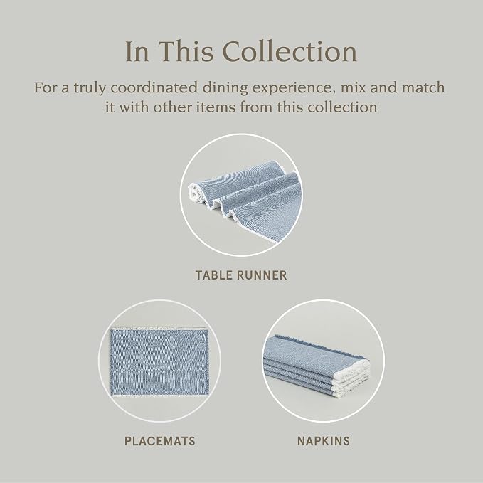 Over&Back 18x90 Woven Frayed Chambray Cotton Table Runner - Image 4