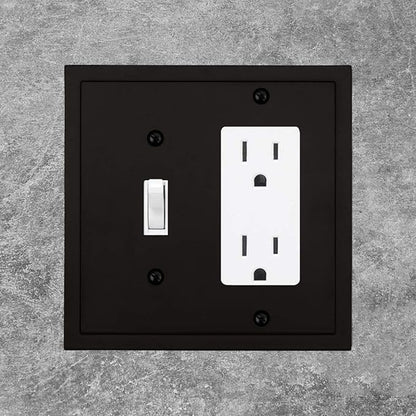 Henne Bery Modern Edge Decorative Wall Plate Switch Plate Outlet Cover, Durable Solid Zinc Alloy (Toggle/Decorator, Matte Black)