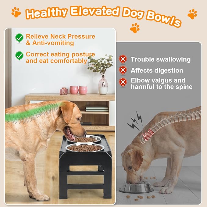 COMESOON Elevated Dog Bowls, 4 Height Adjustable Raised Bowl Stand - Image 3