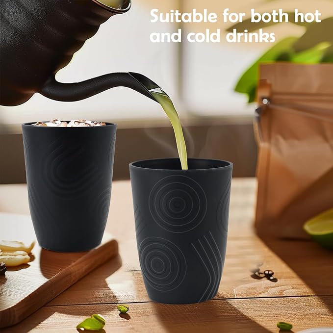 Wheat Straw Cups Sets of 6, Plastic Cups Reusable, Drinking Cup - Image 7