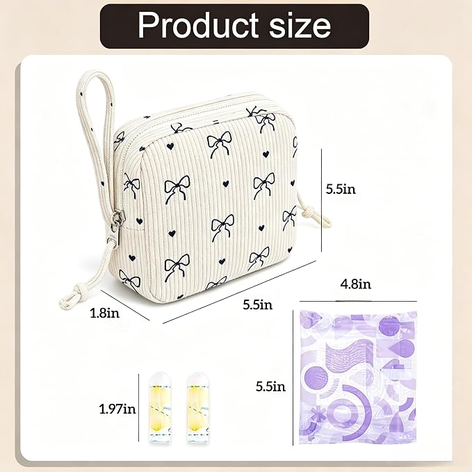 Corduroy Period Pouch Women Cute Sanitary Pad Pouch - Image 3
