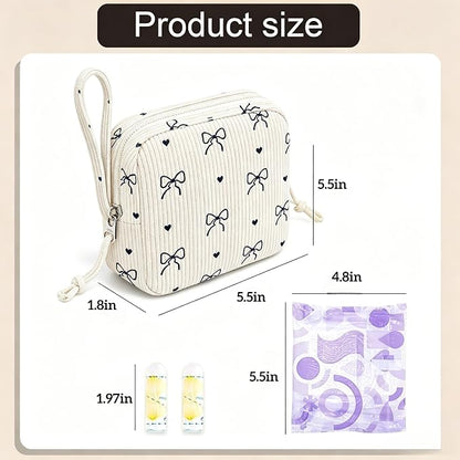 Corduroy Period Pouch Women Cute Sanitary Pad Pouch - Image 3