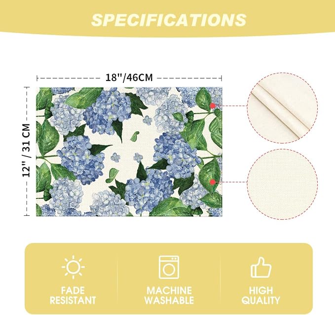 Artoid Mode Watercolor Hydrangea Placemats - Image 6