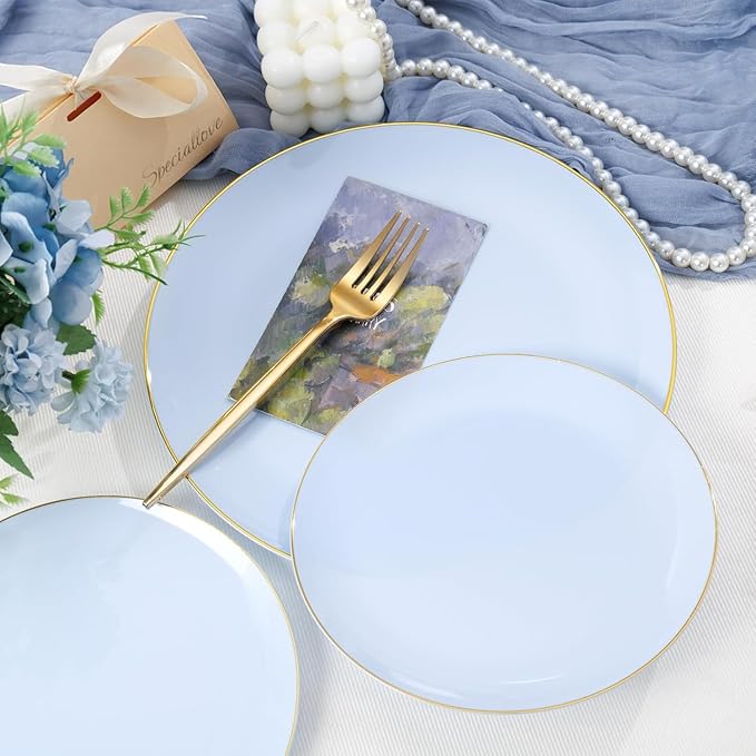 PULOTE 100PCS Blue Plastic Plates - Image 5