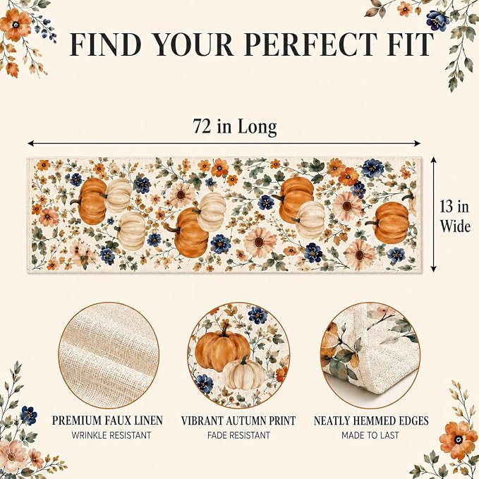 Fall Table Runner 13 x 72 in - Image 7