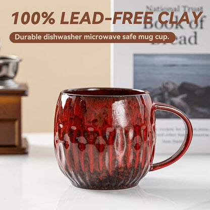 Crimson Surge Ceramic Coffee Mug - 21 oz Unique Reactive Glaze Coffee Cup - Image 4