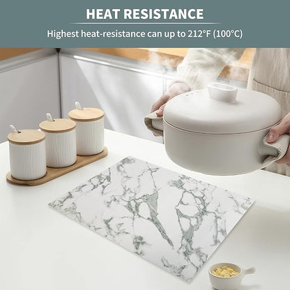Leather Placemats Set of 6, Marble Placemats for Dinner Table Mats Heat Resistant Placemats Washable Insulation Table Mat Kitchen Marble Place Mats Nordic Style