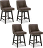 CHITA Counter Height Swivel Bar Stools Set of 4, FSC Certified Upholstered Counter Stools, Modern Swivel Barstools with Wood Legs for Kitchen Island, 26" Seat Height, Faux Leather in Chocolate